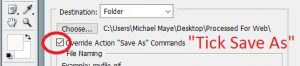 tick box override save as command